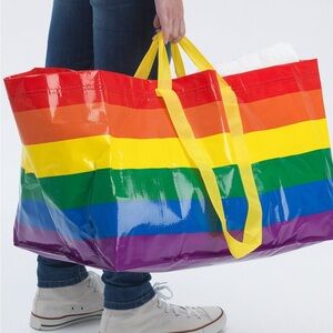 IKEA Rainbow Tote Bag with Yellow Handles